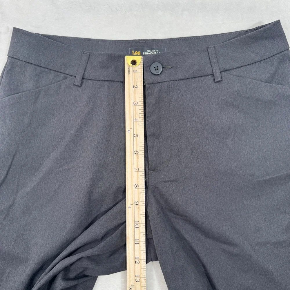 Lee Pants Womens 14 Charcoal Relaxed Fit Straight Leg Mid Rise Wrinkle Free Work